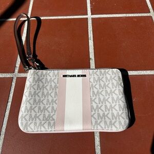 Michael Kors Jet Set Pink and White Wristlet Wallet